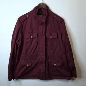 Miss London Maroon Full Zip Utility Cargo Jacket Grunge Streetwear Size 1X